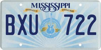 MS license plate BXU722