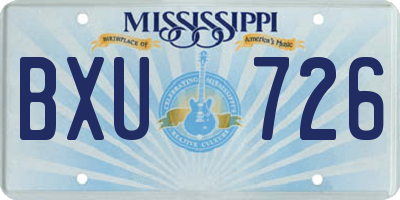 MS license plate BXU726
