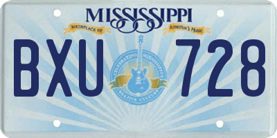 MS license plate BXU728