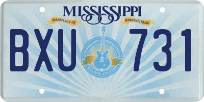MS license plate BXU731