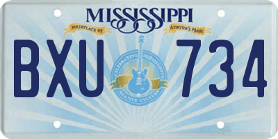 MS license plate BXU734