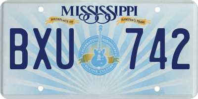 MS license plate BXU742