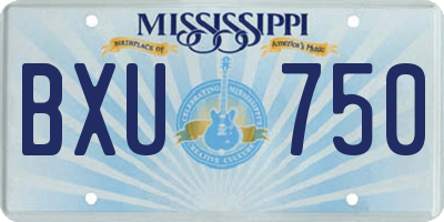 MS license plate BXU750