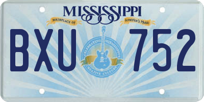 MS license plate BXU752