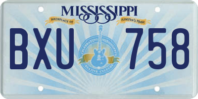 MS license plate BXU758