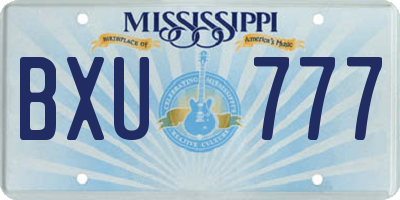 MS license plate BXU777