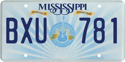 MS license plate BXU781