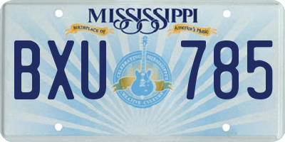 MS license plate BXU785