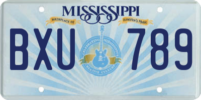 MS license plate BXU789