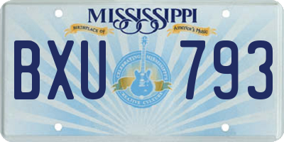 MS license plate BXU793