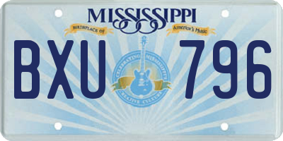 MS license plate BXU796
