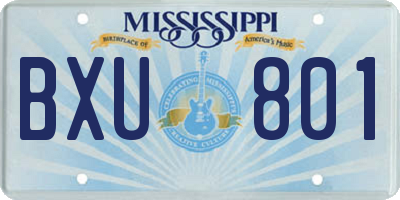 MS license plate BXU801