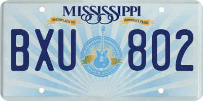 MS license plate BXU802