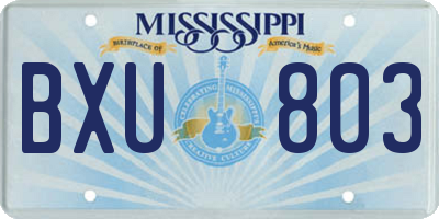MS license plate BXU803