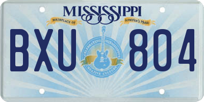 MS license plate BXU804