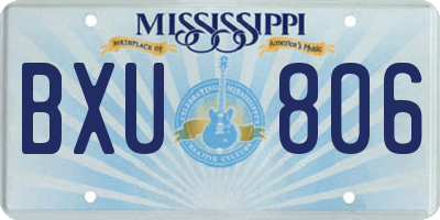 MS license plate BXU806