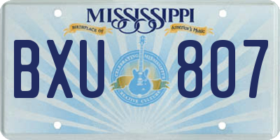 MS license plate BXU807