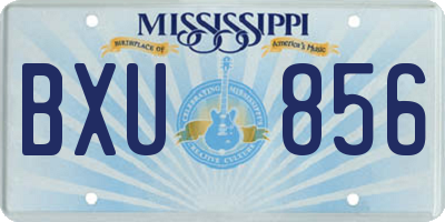 MS license plate BXU856