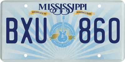MS license plate BXU860