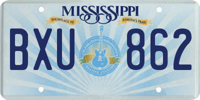 MS license plate BXU862