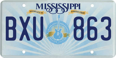 MS license plate BXU863