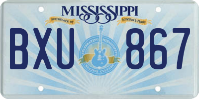 MS license plate BXU867