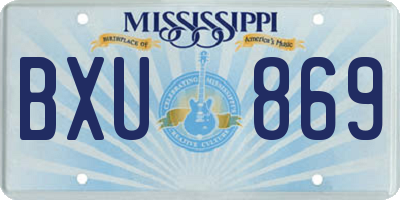 MS license plate BXU869