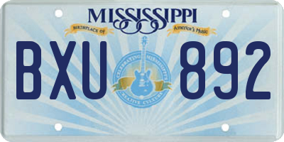 MS license plate BXU892