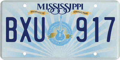 MS license plate BXU917