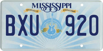 MS license plate BXU920