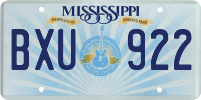 MS license plate BXU922