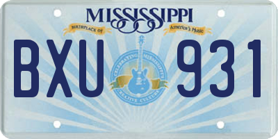 MS license plate BXU931