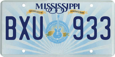 MS license plate BXU933
