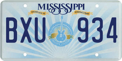 MS license plate BXU934