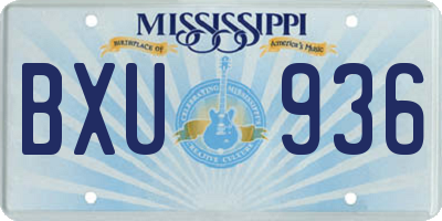 MS license plate BXU936