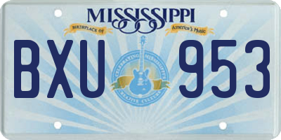 MS license plate BXU953