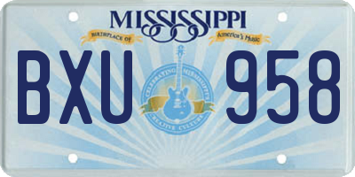 MS license plate BXU958