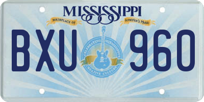 MS license plate BXU960