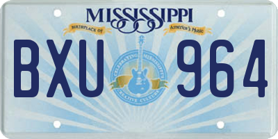 MS license plate BXU964
