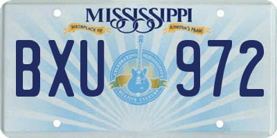 MS license plate BXU972