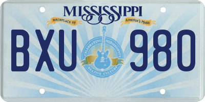 MS license plate BXU980