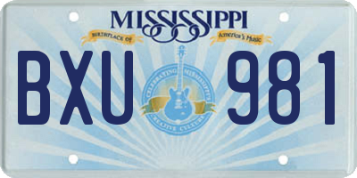MS license plate BXU981