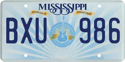 MS license plate BXU986