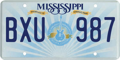 MS license plate BXU987