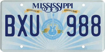 MS license plate BXU988