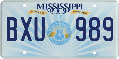MS license plate BXU989
