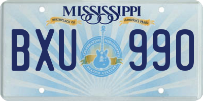 MS license plate BXU990