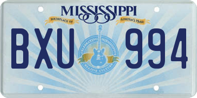 MS license plate BXU994