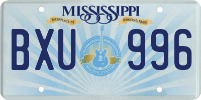MS license plate BXU996
