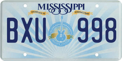 MS license plate BXU998
